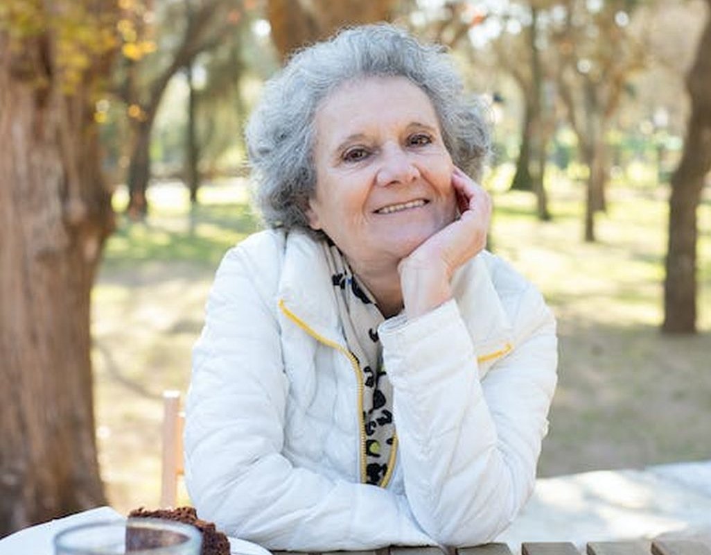 elderly woman in a good mood