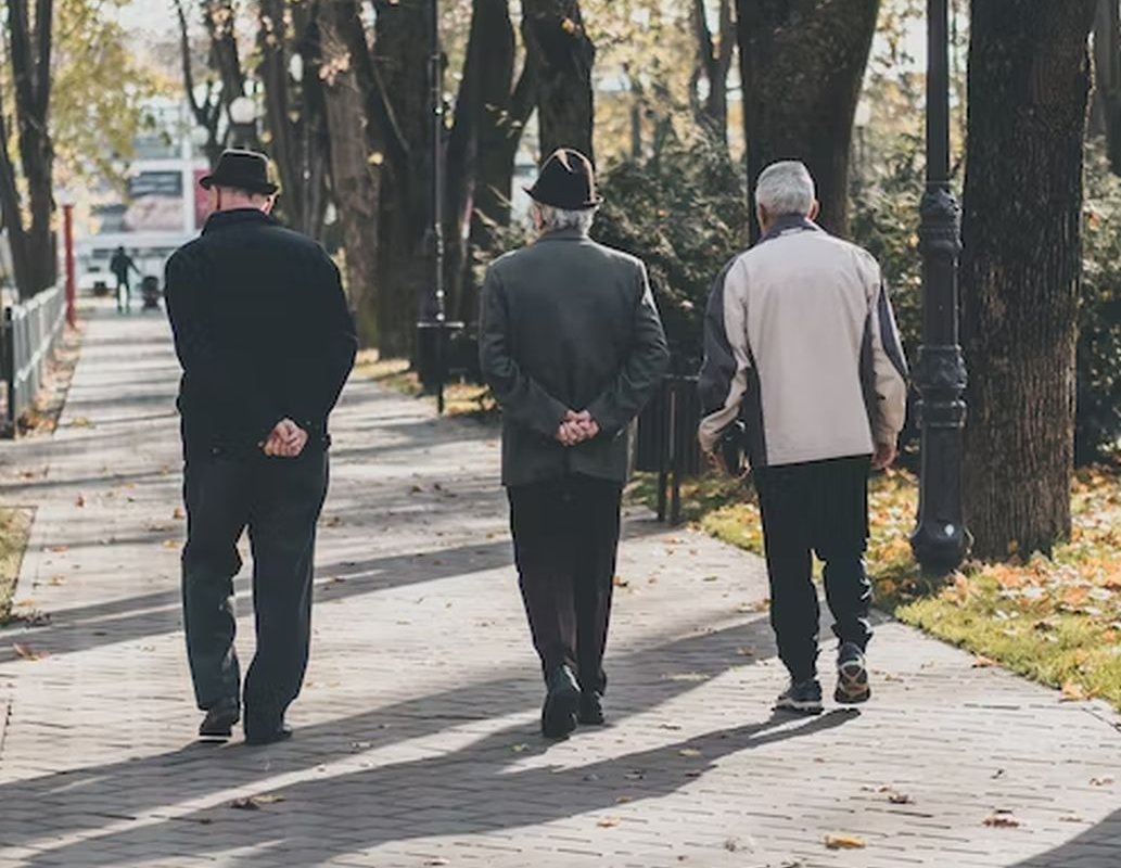 older people on a walk