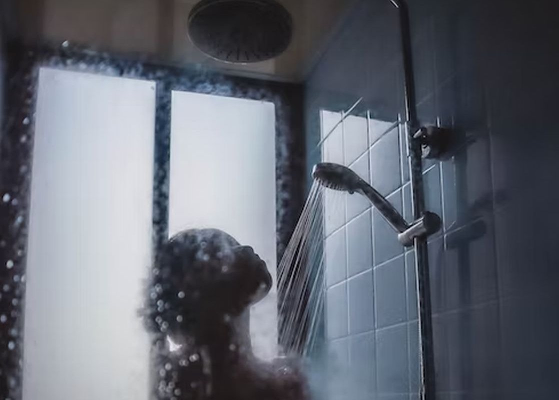 taking a shower