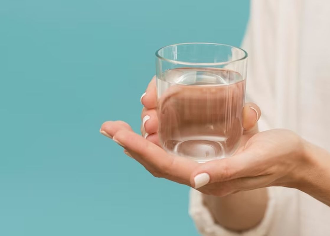 a glass of water