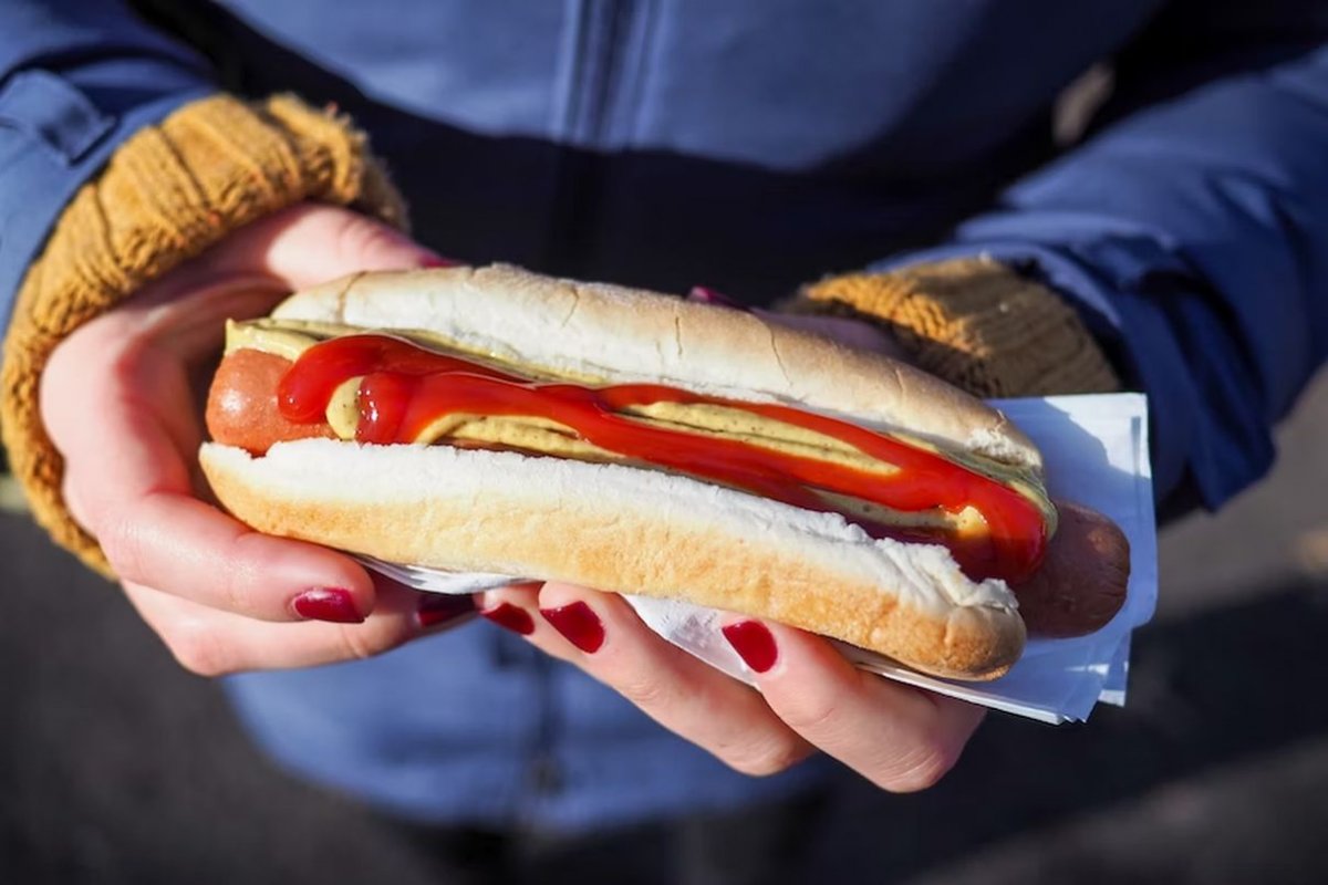 hot dog with ketchup