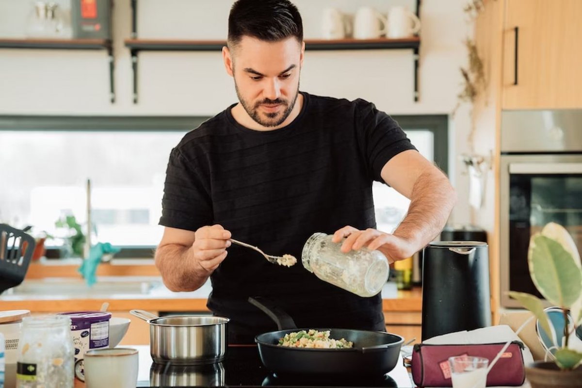 a man prepares food