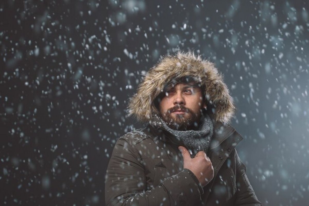 man in a jacket under the snow