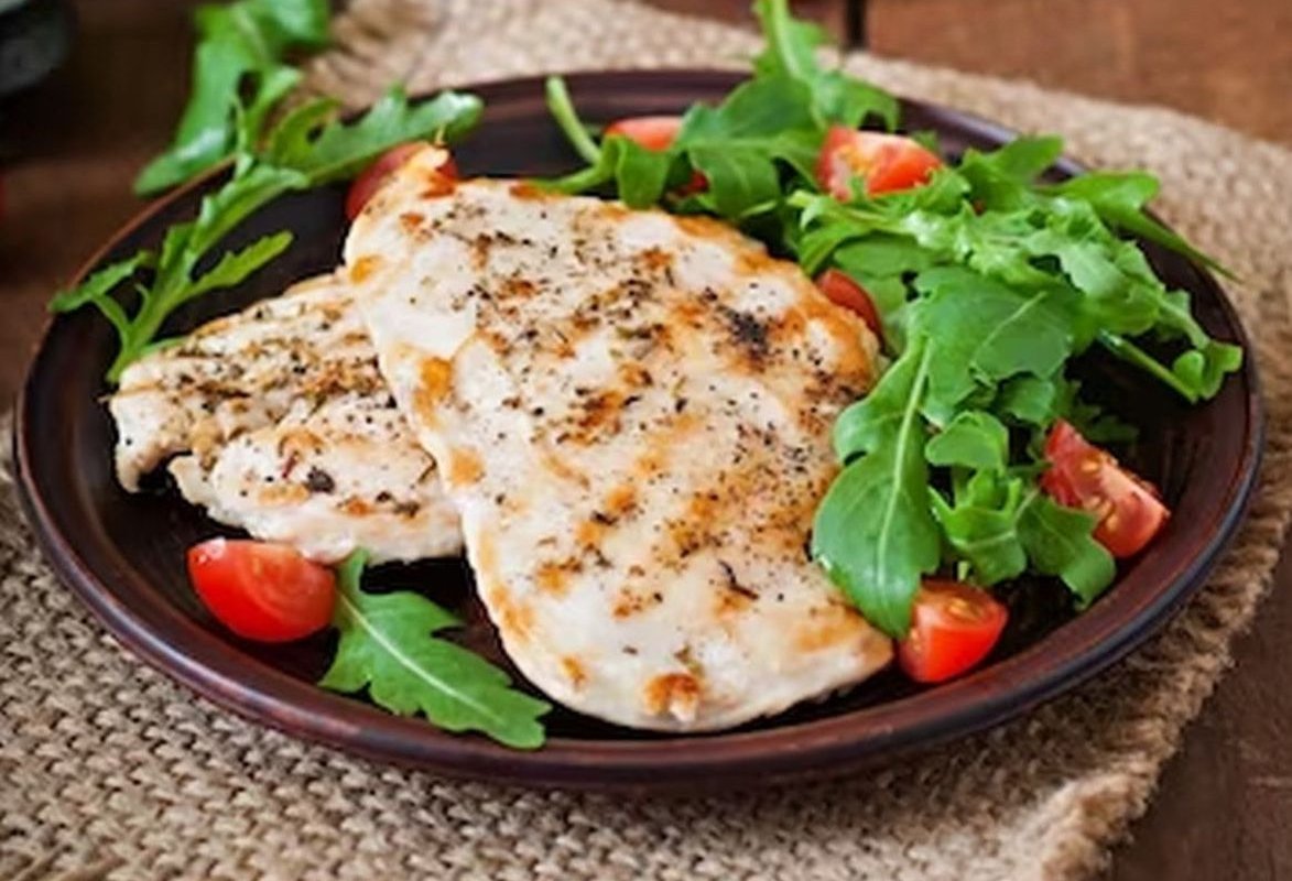 chicken breast and salad