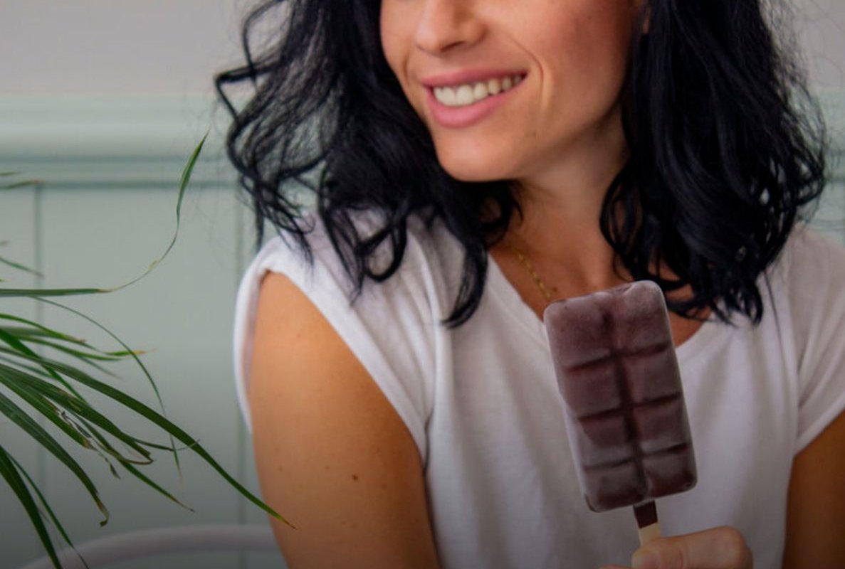 ice cream in a woman's hand