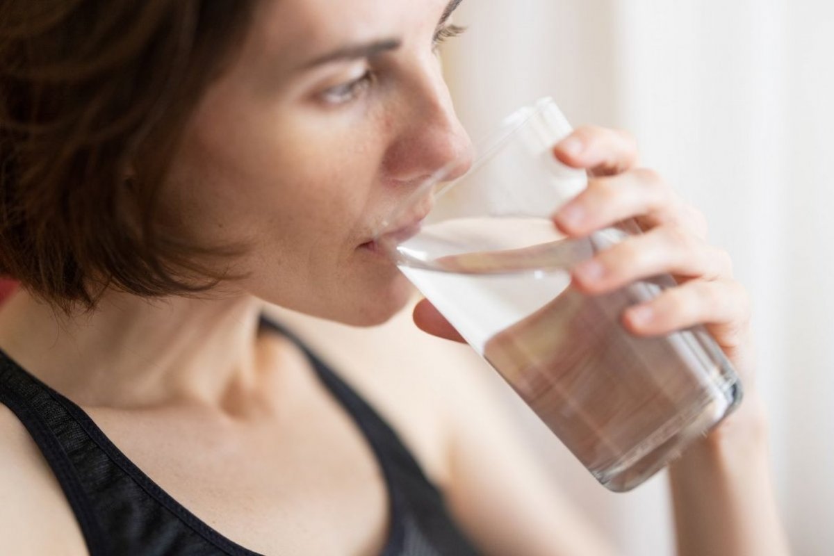 woman drinks water