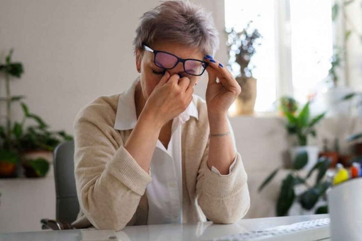 tired woman at work