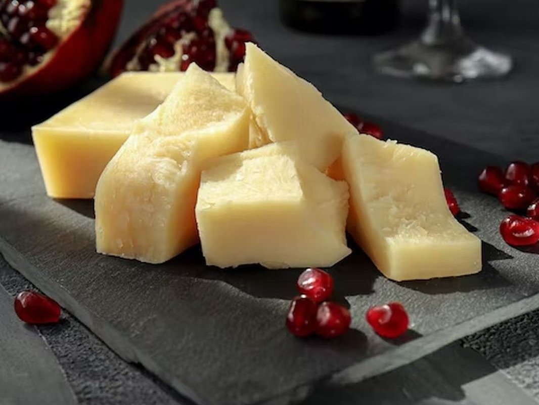 cheese and pomegranate seeds